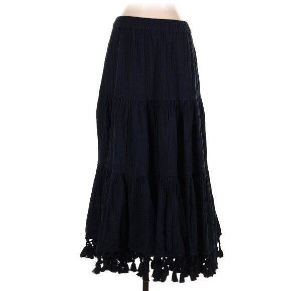 Figue Black Maxi Skirt w Tassels